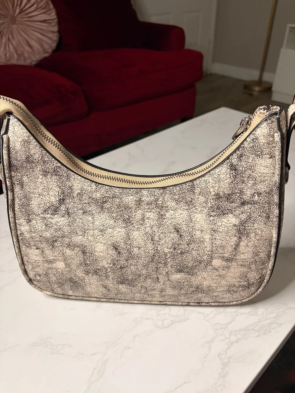 & Other Stories Metallic Silver-Tan Shoulder Bag
